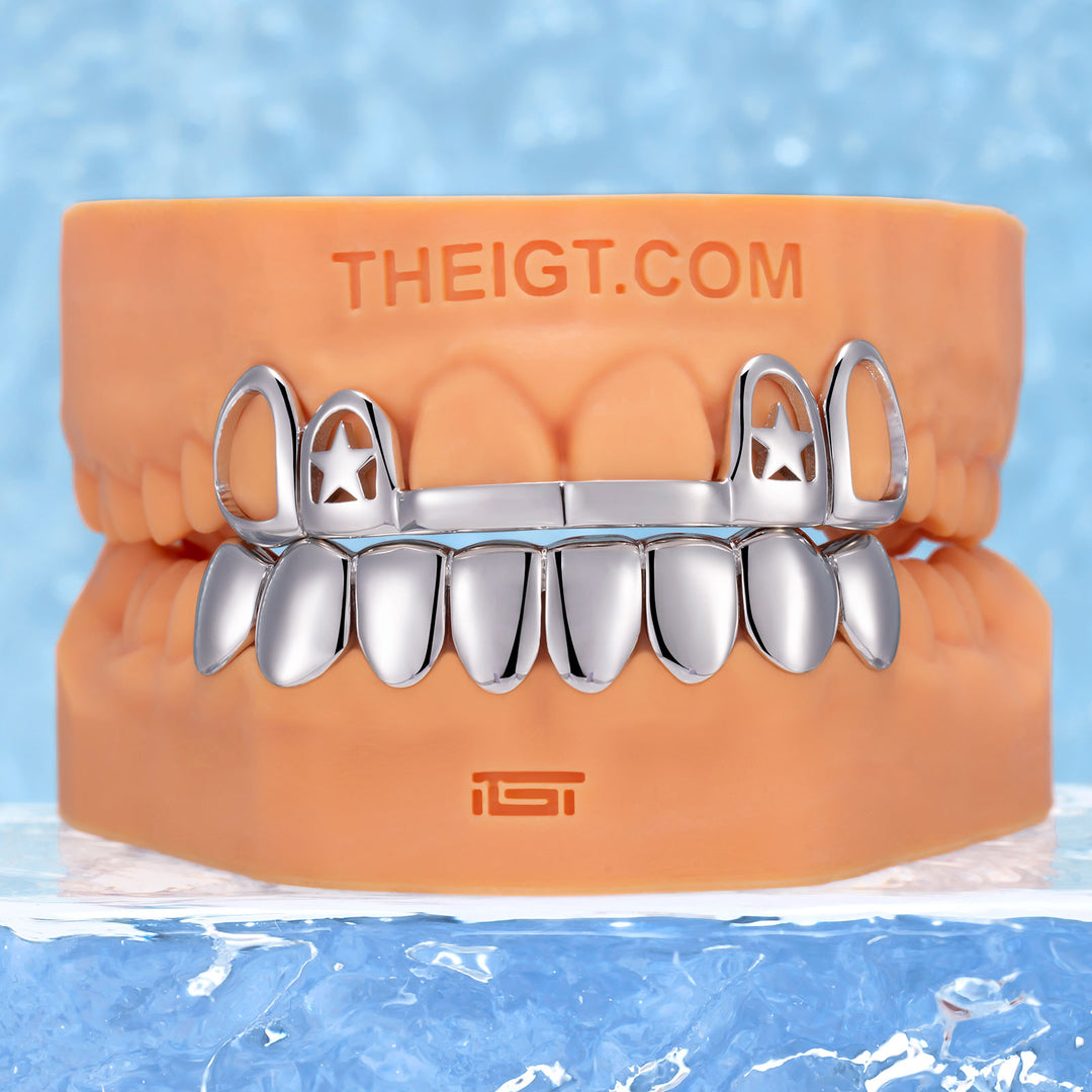 Double Star Cap (Top) W Opal & Kitty (Bottom) Grillz