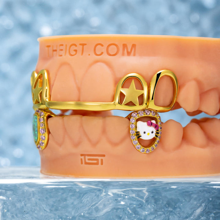 Double Star Cap (Top) W Opal & Kitty (Bottom) Grillz