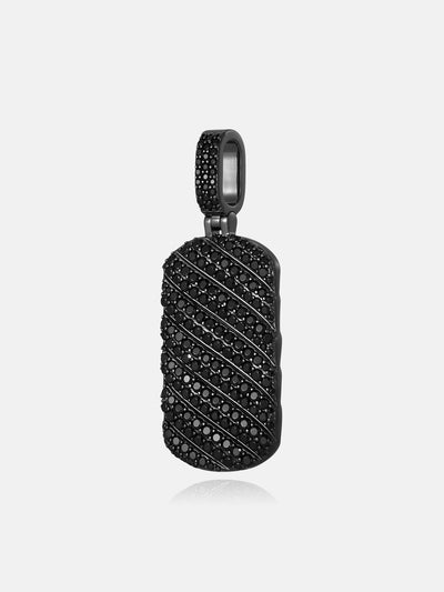 Dual-Face Black Moissanite Rope Tag Pendant In Black Gold Plated