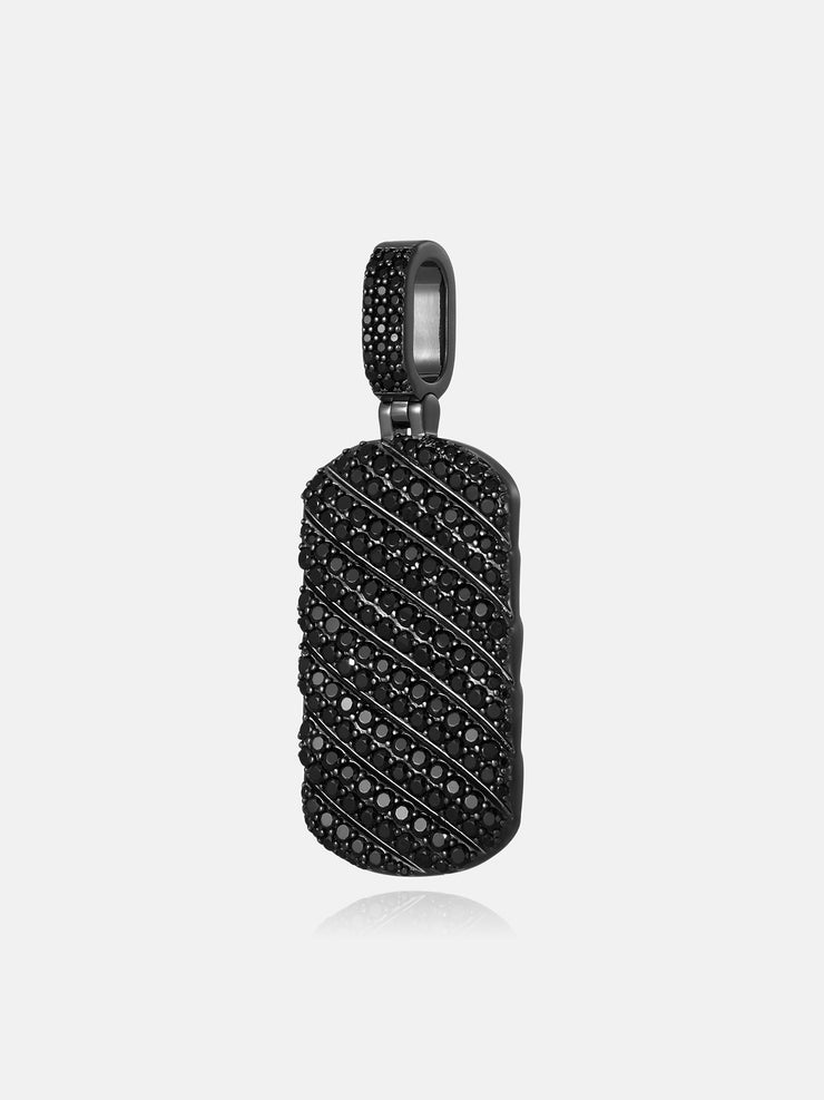 Dual-Face Black Moissanite Rope Tag Pendant In Black Gold Plated