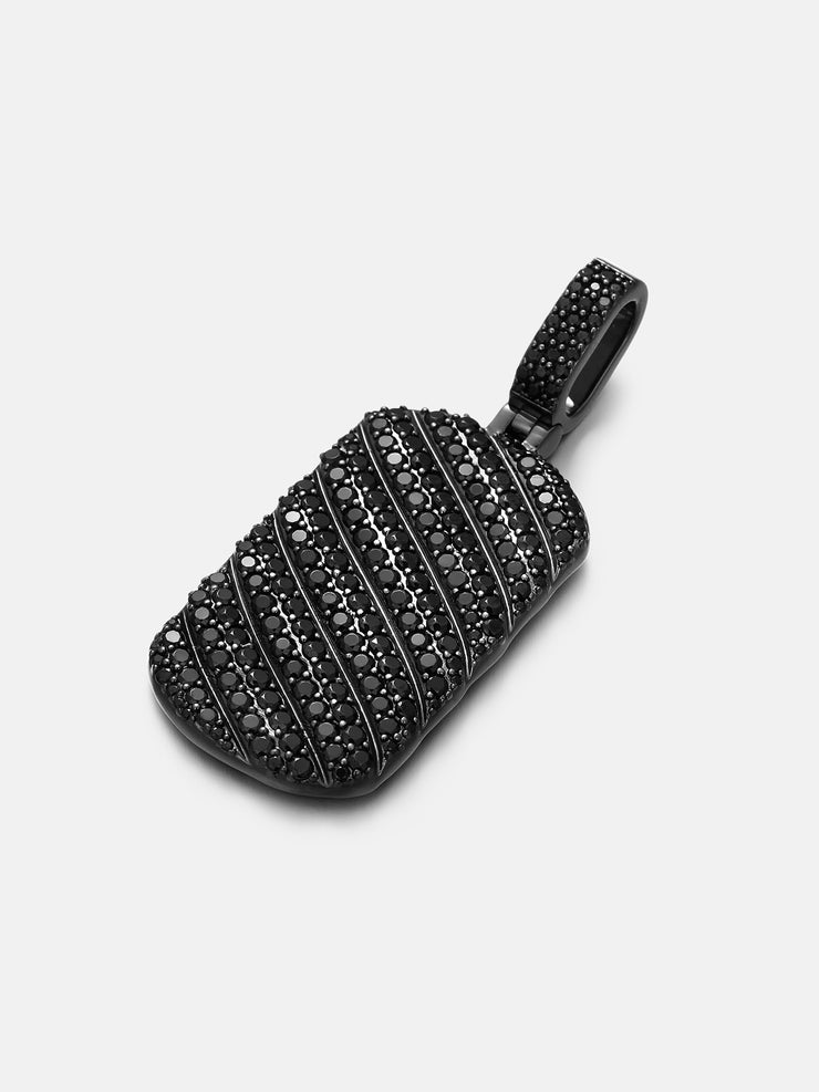 Dual-Face Black Moissanite Rope Tag Pendant In Black Gold Plated
