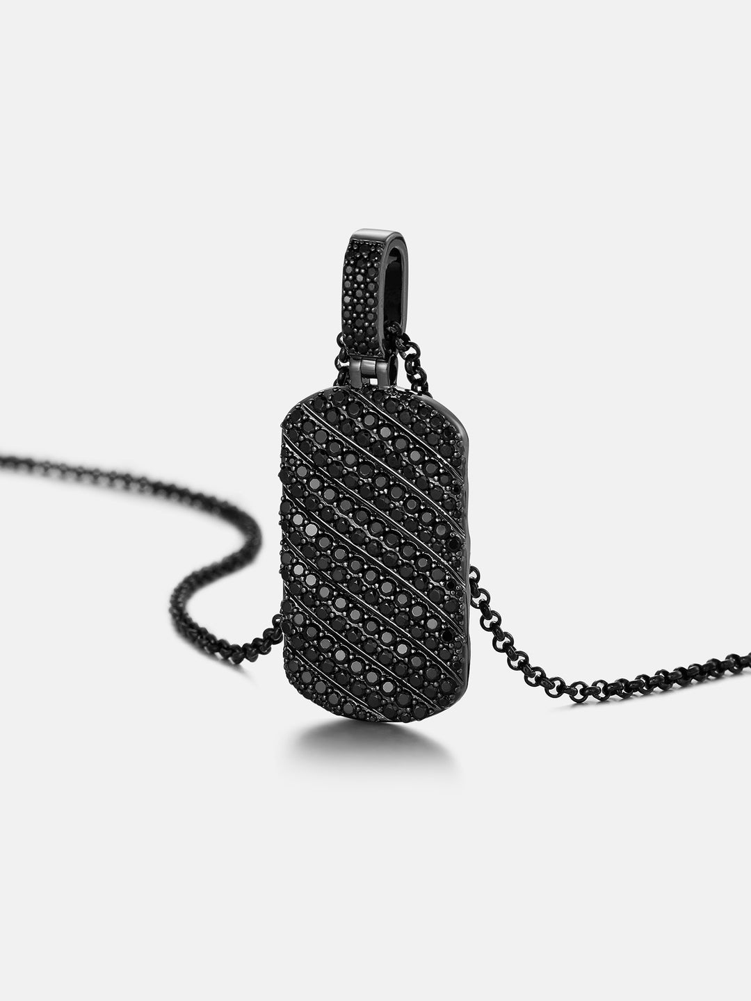 Dual-Face Black Moissanite Rope Tag Pendant In Black Gold Plated