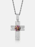 Dual Cut Moissanite Cross Round Photo Pendant