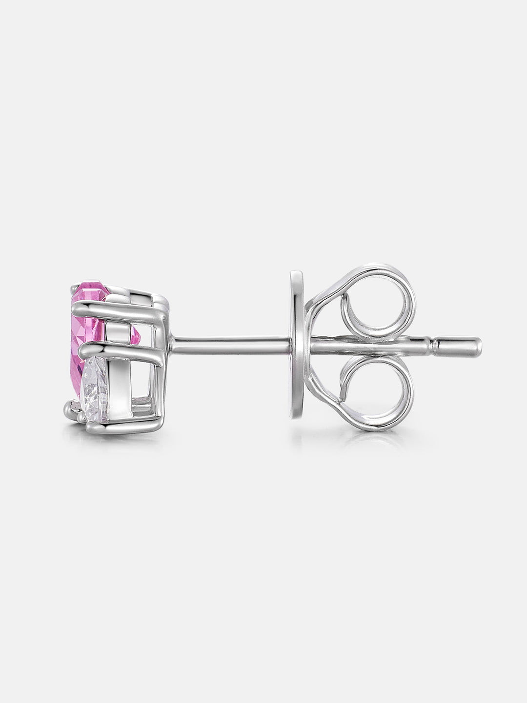 Duo Heart Pink & White Moissanite Stud Earrings