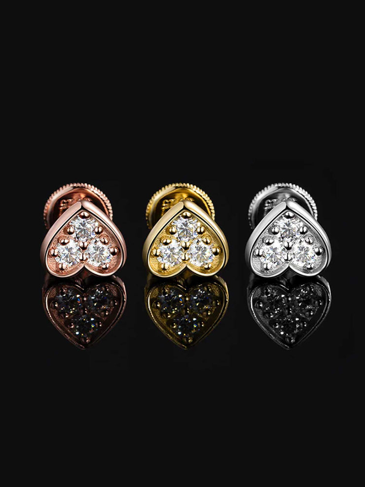 Solid Gold Heart Stud Earrings