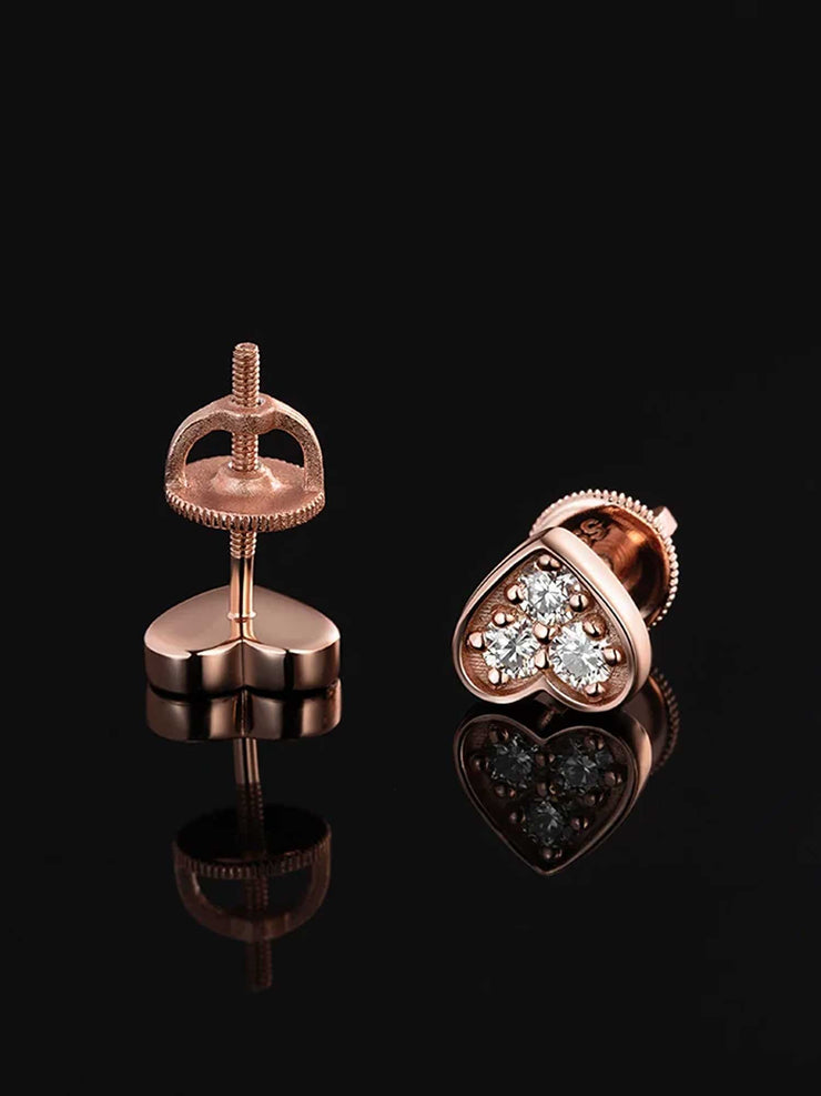 Solid Gold Heart Stud Earrings