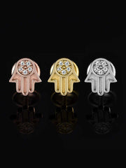 Solid Gold Hamsa Stud Earrings