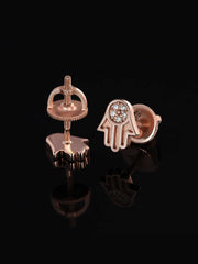 Solid Gold Hamsa Stud Earrings