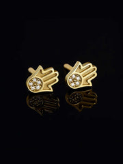 Solid Gold Hamsa Stud Earrings