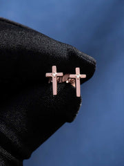 Solid Gold Accent Cross Stud Earrings