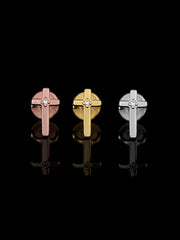 Solid Gold Accent Cross Stud Earrings