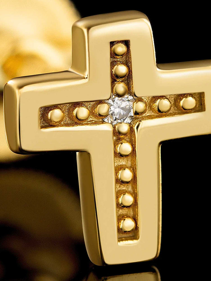 Solid Gold Tiny Cross Stud Earrings