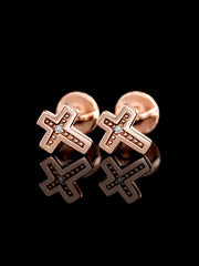 Solid Gold Tiny Cross Stud Earrings