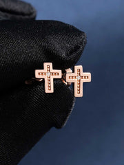 Solid Gold Tiny Cross Stud Earrings