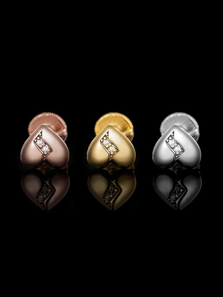 Solid Gold Broken Heart Stud Earrings