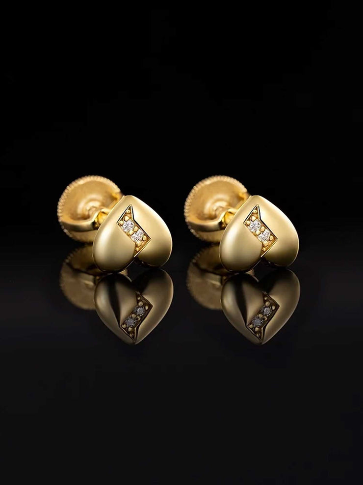 Solid Gold Broken Heart Stud Earrings