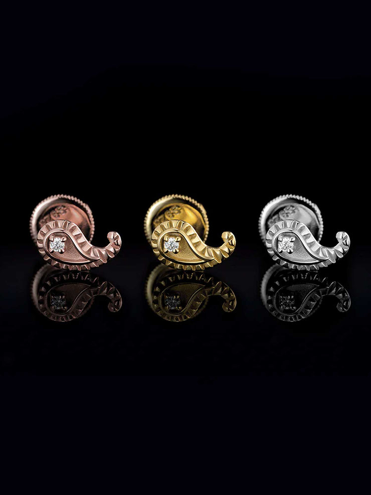 Solid Gold Paisley Stud Earrings