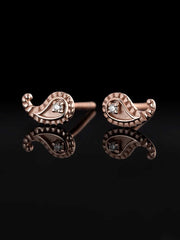 Solid Gold Paisley Stud Earrings