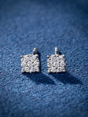 Solid Gold Real Diamond 3.2mm Cluster Hexagon Earrings