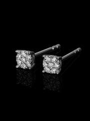 Solid Gold Real Diamond 3.2mm Cluster Hexagon Earrings