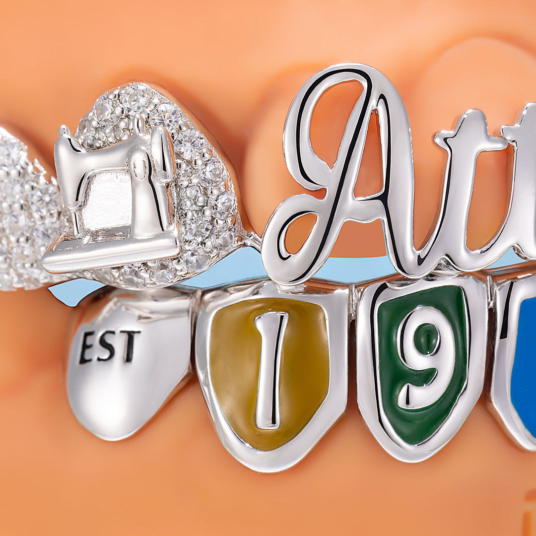 "EST 19" Enamel Atelier Iced Script Grillz