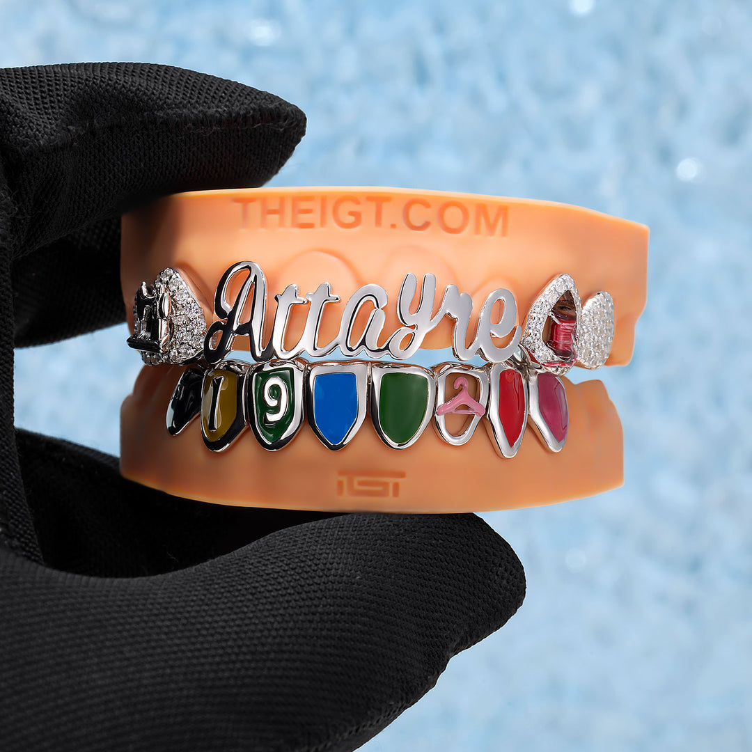 "EST 19" Enamel Atelier Iced Script Grillz
