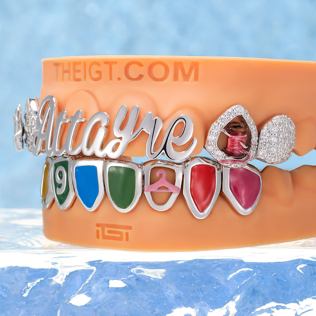 "EST 19" Enamel Atelier Iced Script Grillz