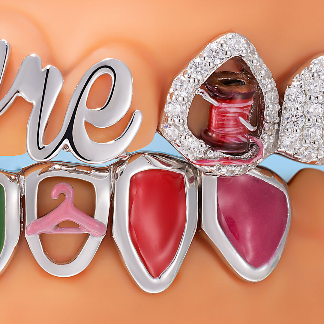 "EST 19" Enamel Atelier Iced Script Grillz