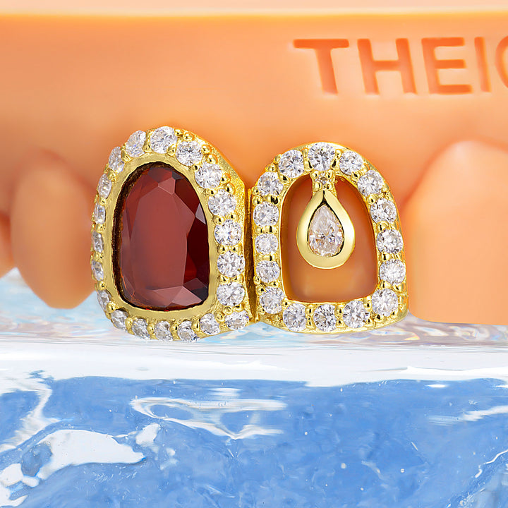 Egyptian Ankh Enamel Halo Bar Grillz