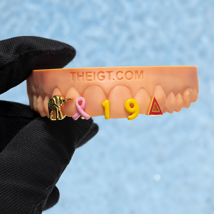 Elephant Ribbon Number Enamel Grillz - ICEGIANT