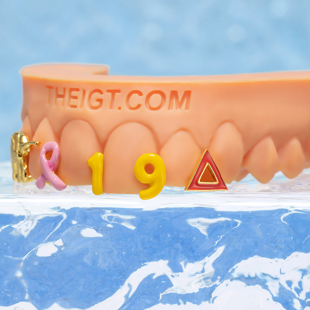 Elephant Ribbon Number Enamel Grillz - ICEGIANT