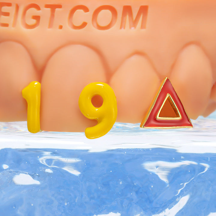 Elephant Ribbon Number Enamel Grillz - ICEGIANT
