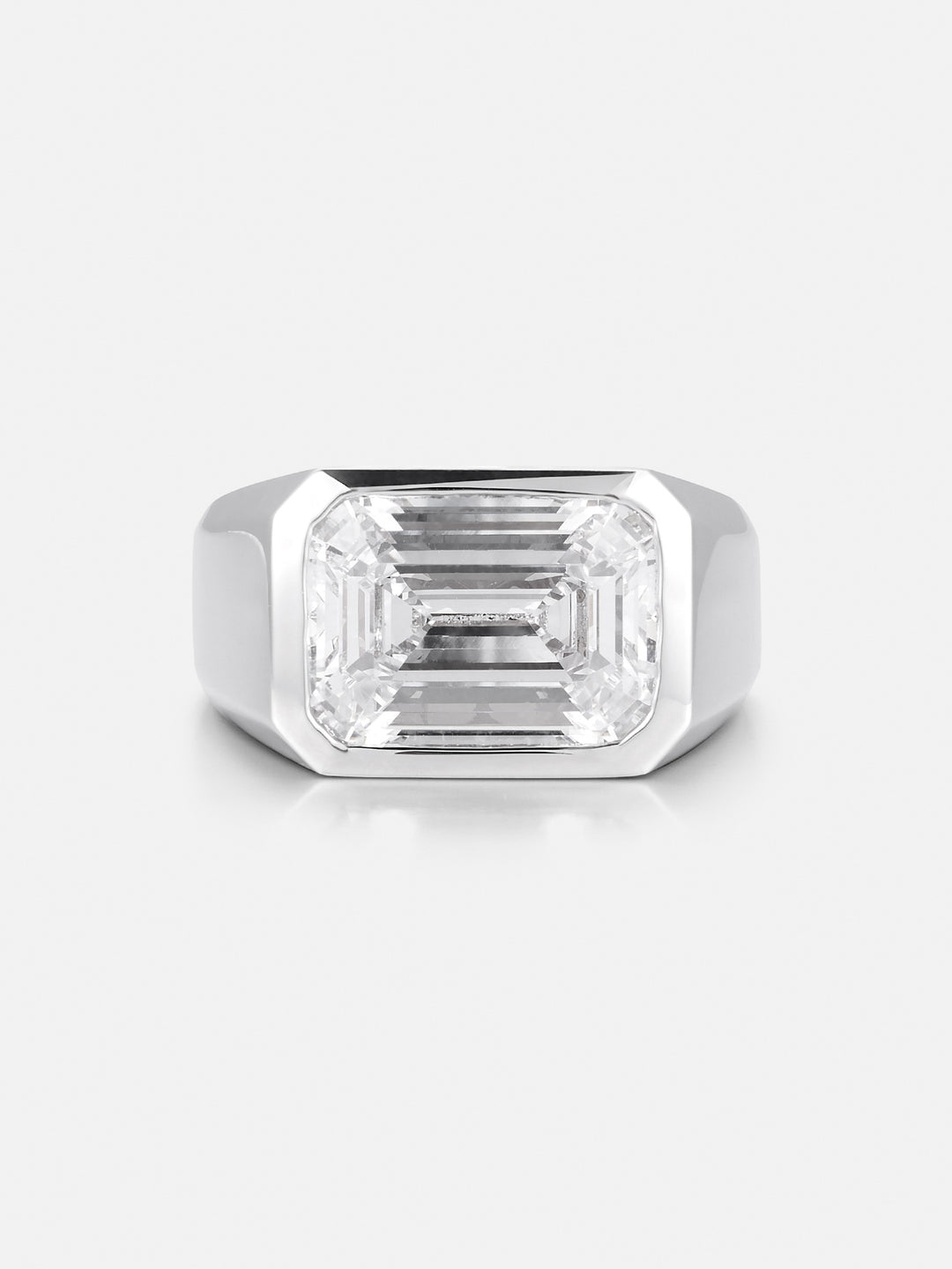 Emerald Cut Bezel-Set Moissanite Pinky Ring 10.0CTW