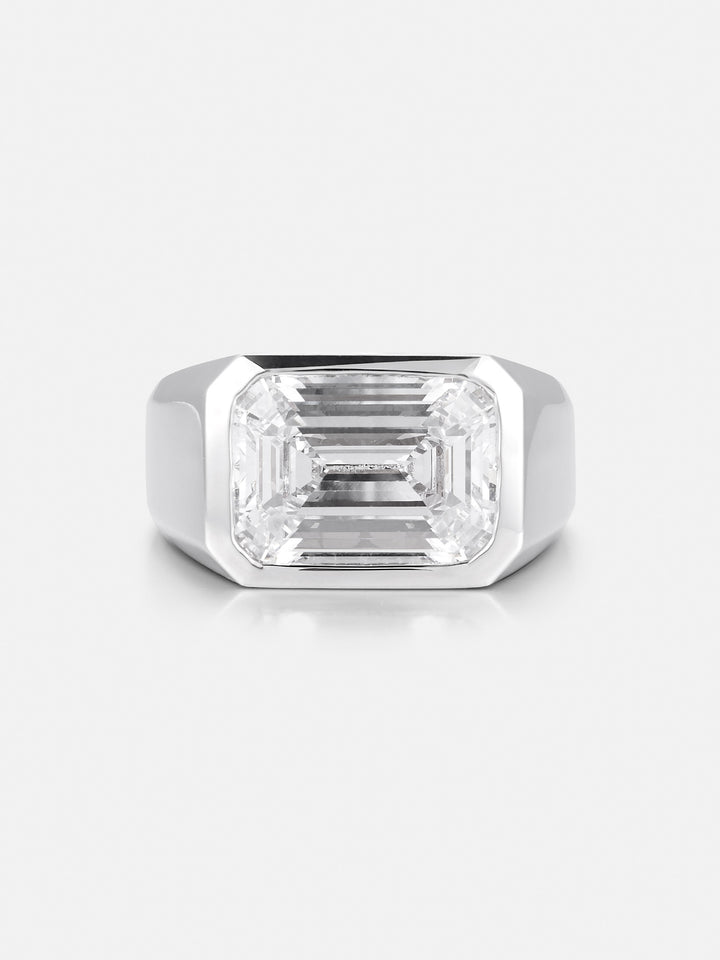Emerald Cut Bezel-Set Moissanite Pinky Ring 10.0CTW