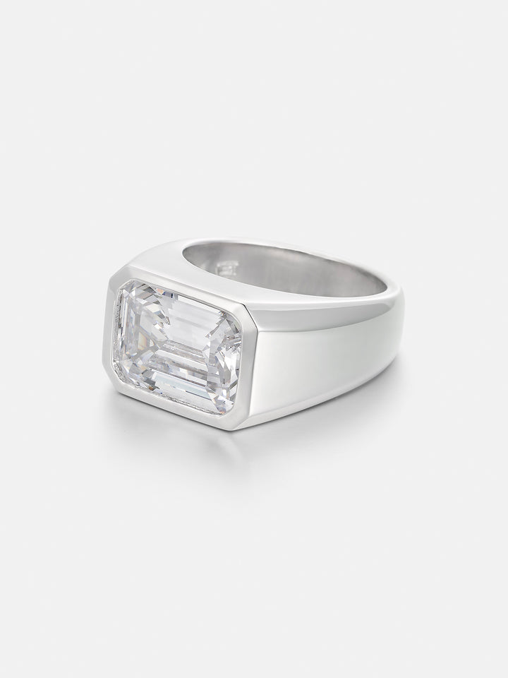 Emerald Cut Bezel-Set Moissanite Pinky Ring 10.0CTW