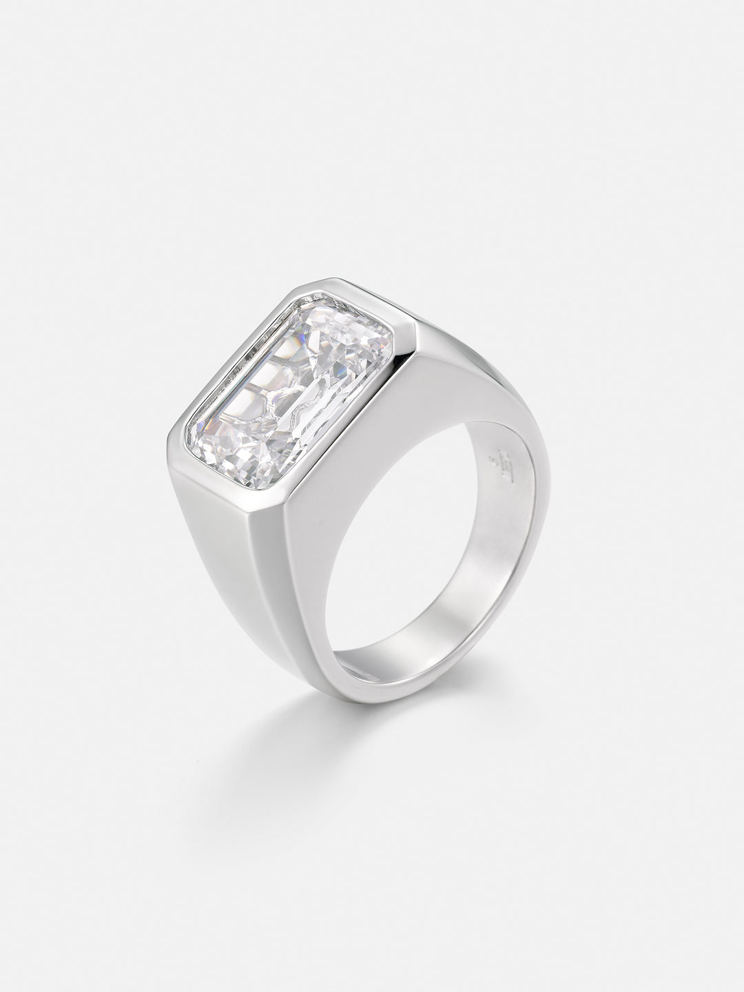 Emerald Cut Bezel-Set Moissanite Pinky Ring 10.0CTW