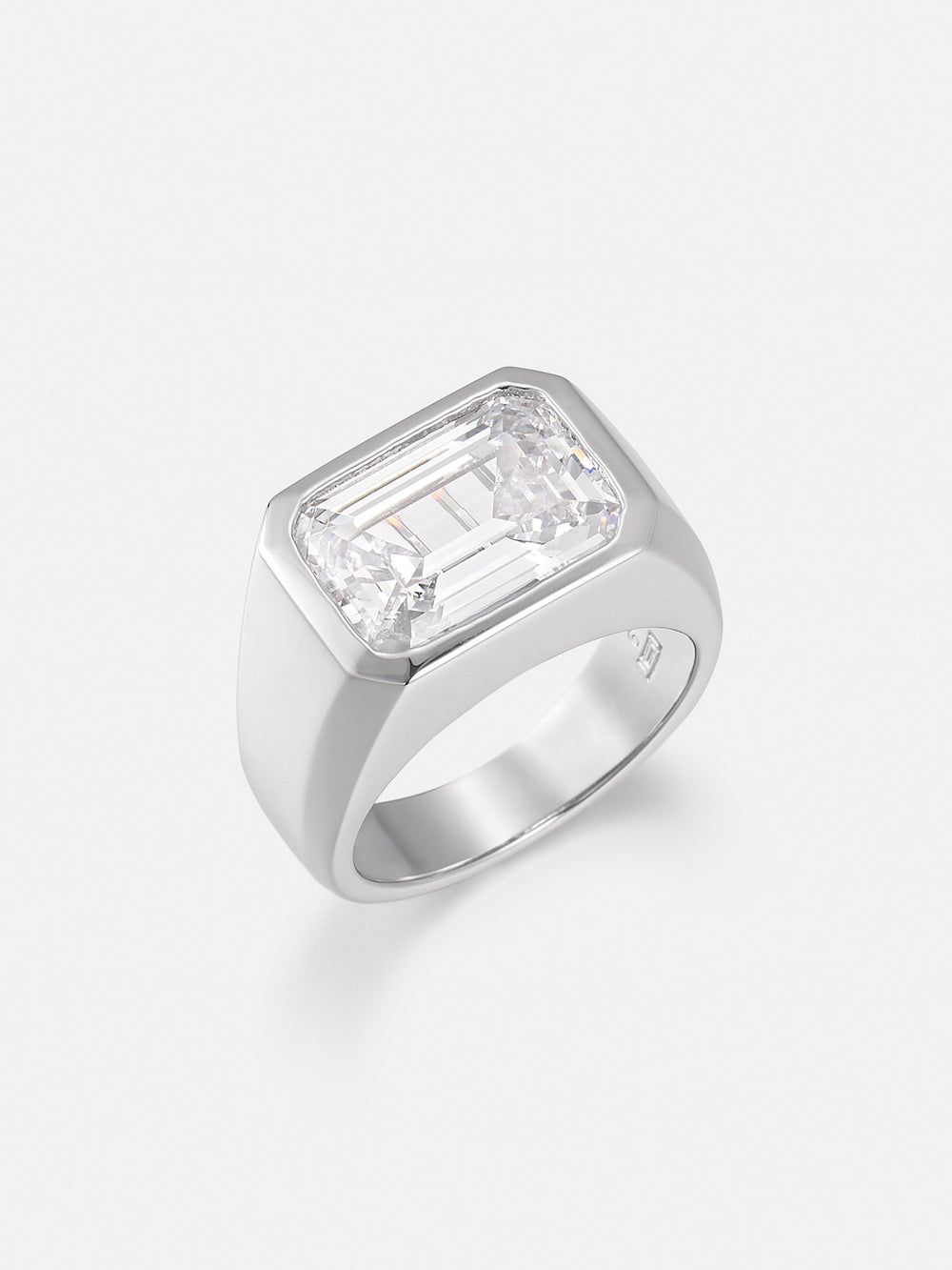 Emerald Cut Bezel-Set Moissanite Pinky Ring 10.0CTW