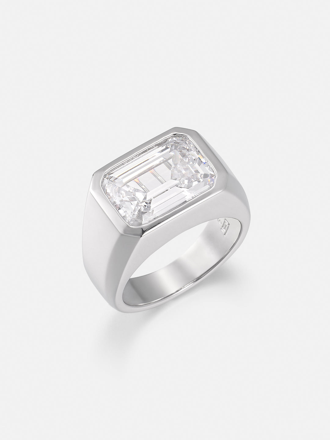 Emerald Cut Bezel-Set Moissanite Pinky Ring 10.0CTW