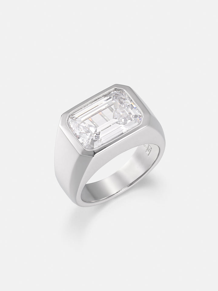 Emerald Cut Bezel-Set Moissanite Pinky Ring 10.0CTW