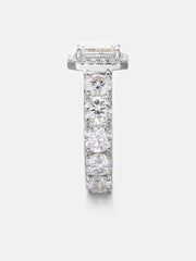 Emerald Cut Moissanite Halo Diamond Engagement Ring