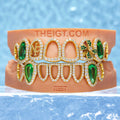 Emerald Flower Open-Face Signature Grillz