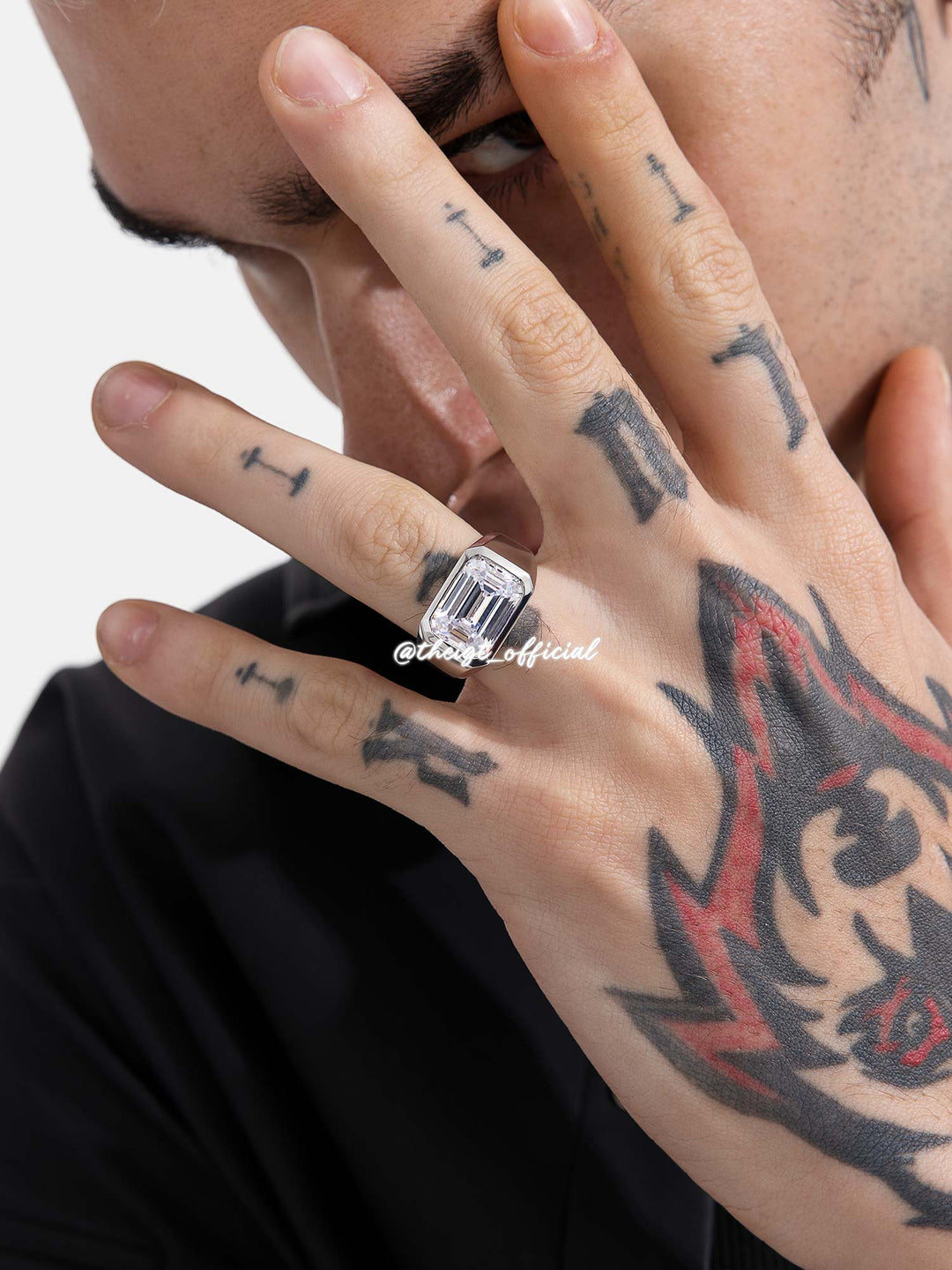 Emerald Cut Bezel-Set Moissanite Pinky Ring 10.0CTW