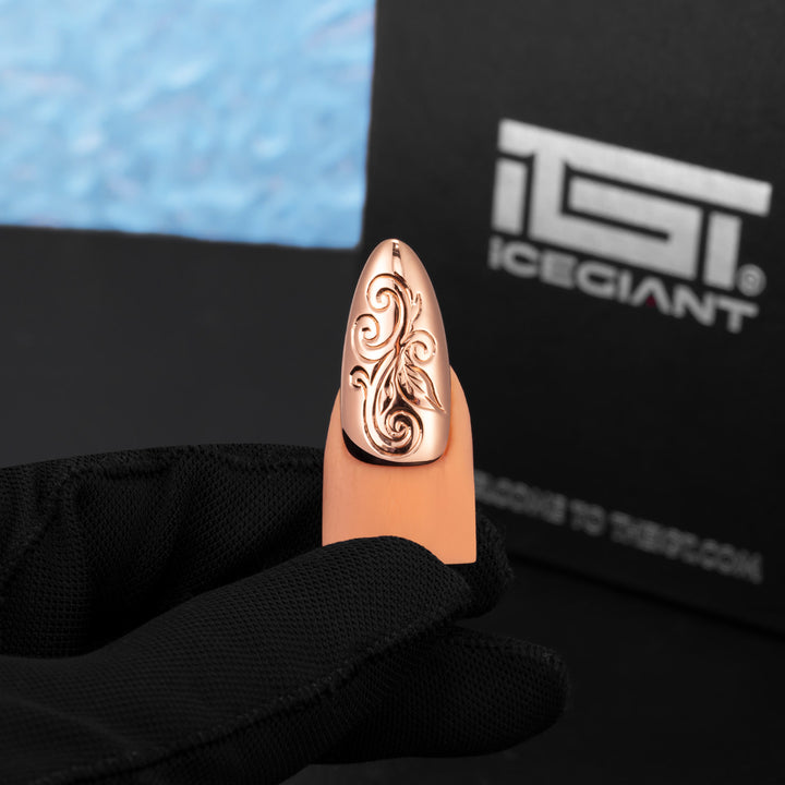 Engraved Rose Gold Nails