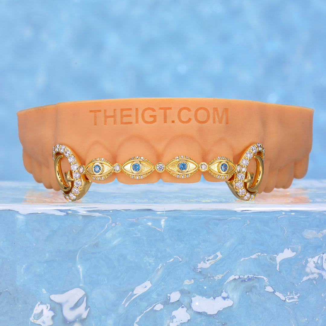 Evil Eye & Crescent Moon Brace Grillz