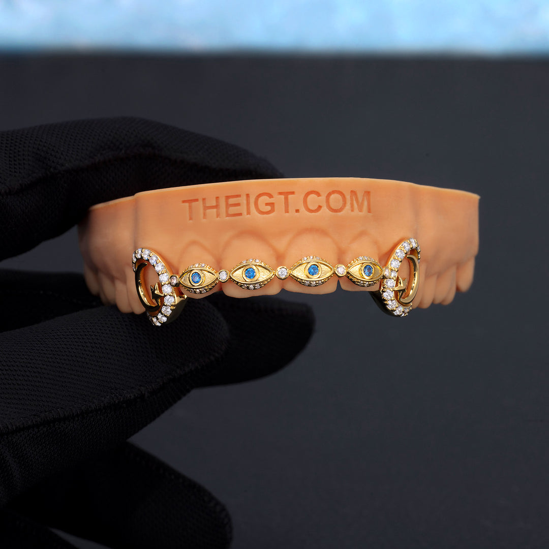 Evil Eye & Crescent Moon Brace Grillz