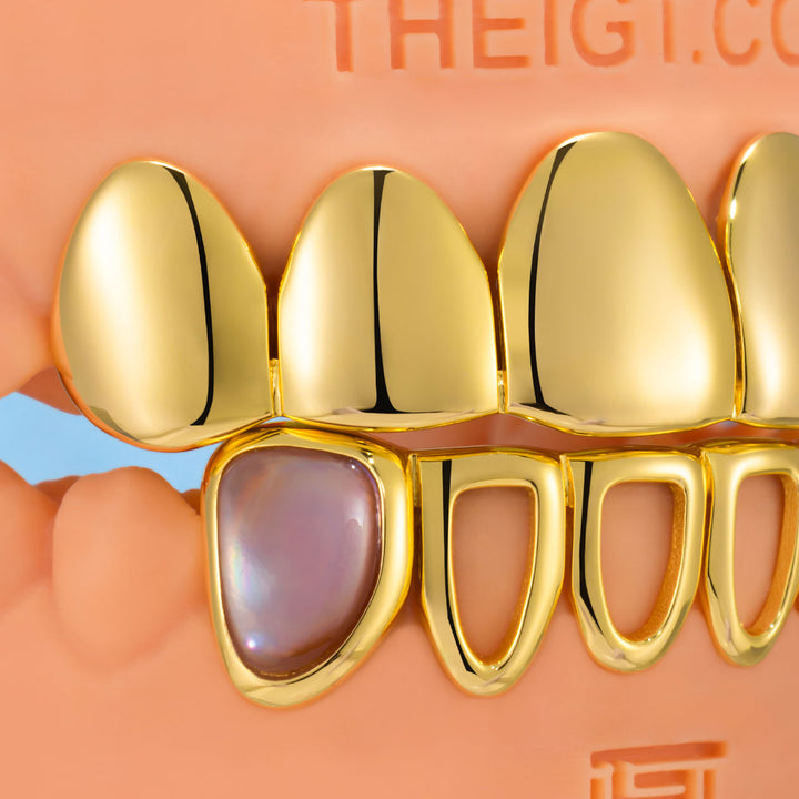 Fang Pink Shell Open-Face Grillz