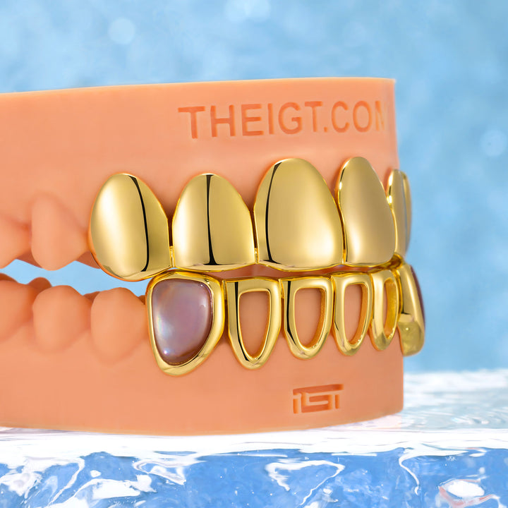 Fang Pink Shell Open-Face Grillz