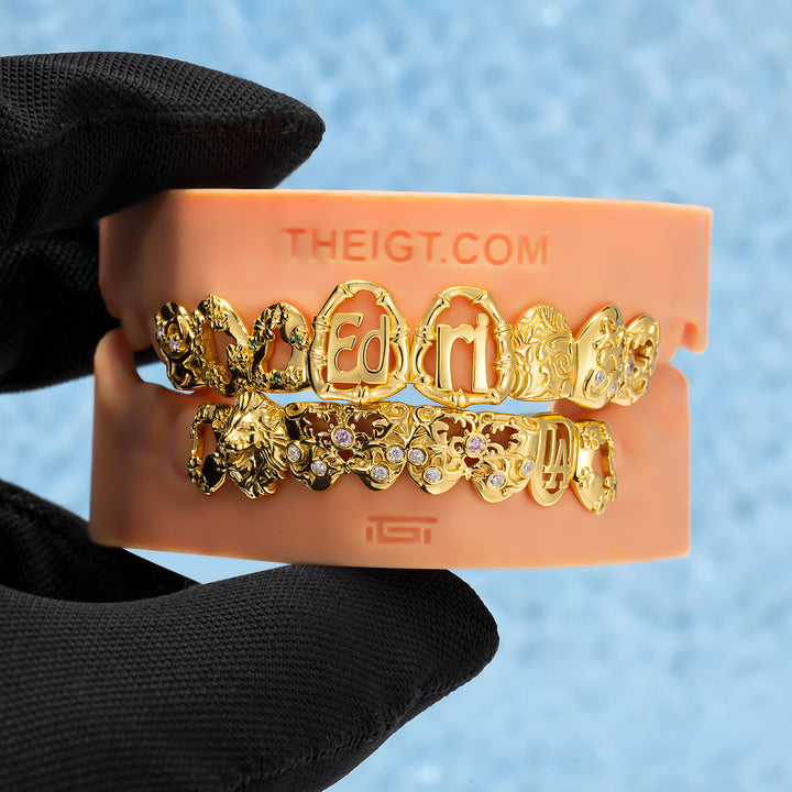 Filigree Lion Bamboo Open Face Letter Grillz - ICEGIANT