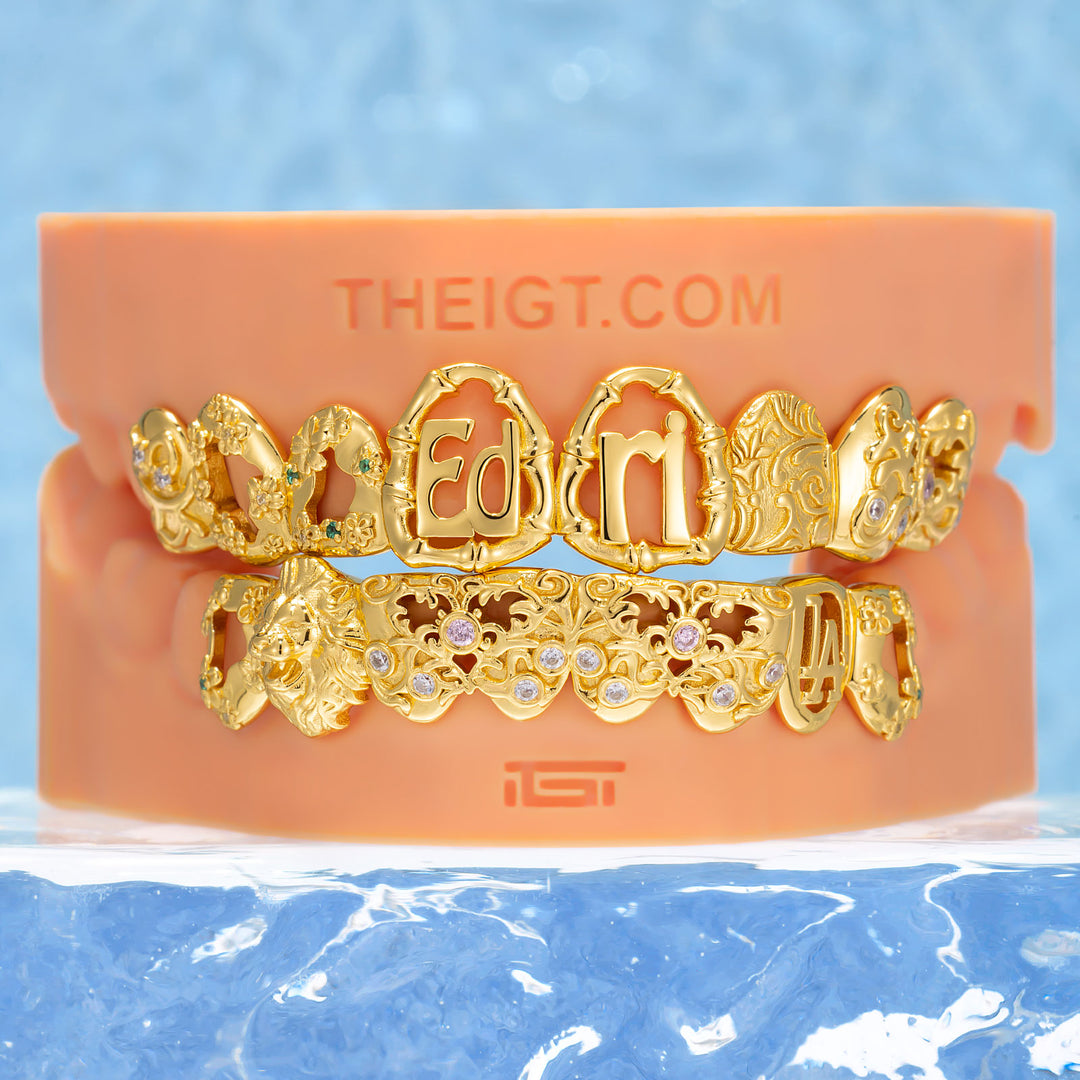 Filigree Lion Bamboo Open Face Letter Grillz - ICEGIANT