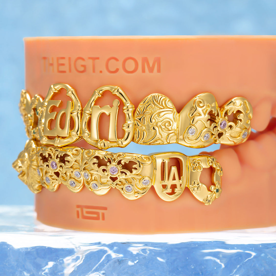 Filigree Lion Bamboo Open Face Letter Grillz - ICEGIANT